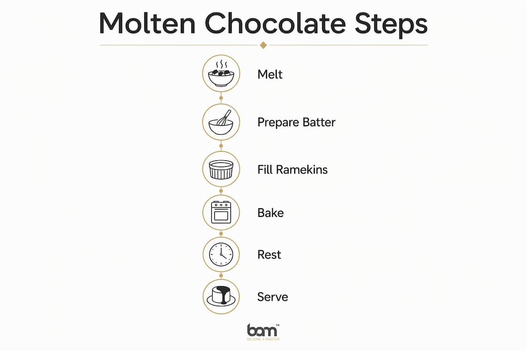 Infografía que ilustra los pasos para preparar chocolate fundido