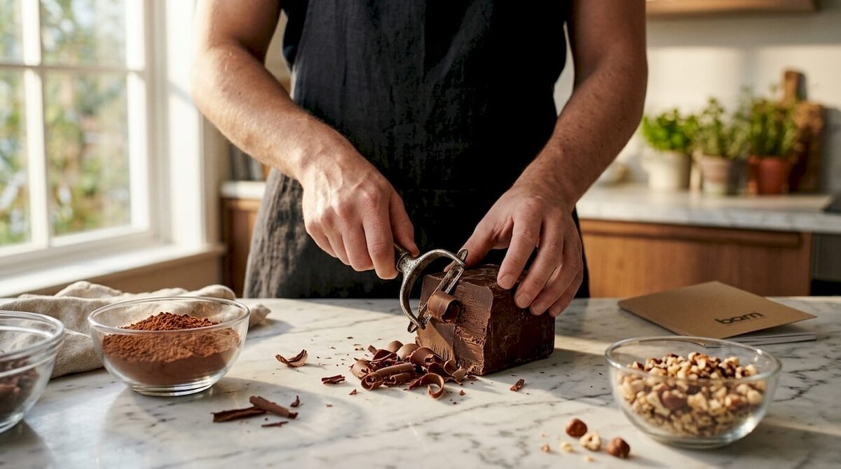 Vídeo paso a paso sobre cómo hacer rizos de chocolate con un pelador