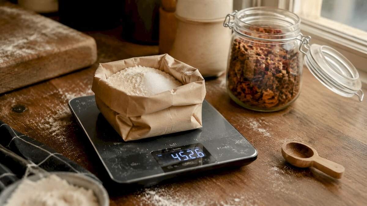 Báscula digital para pesar ingredientes secos para repostería