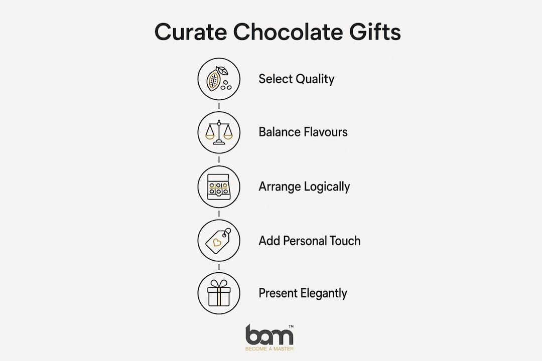 Infografía que muestra los pasos para seleccionar regalos de chocolate