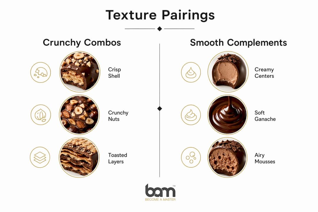 Infografía que muestra combinaciones de texturas en postres