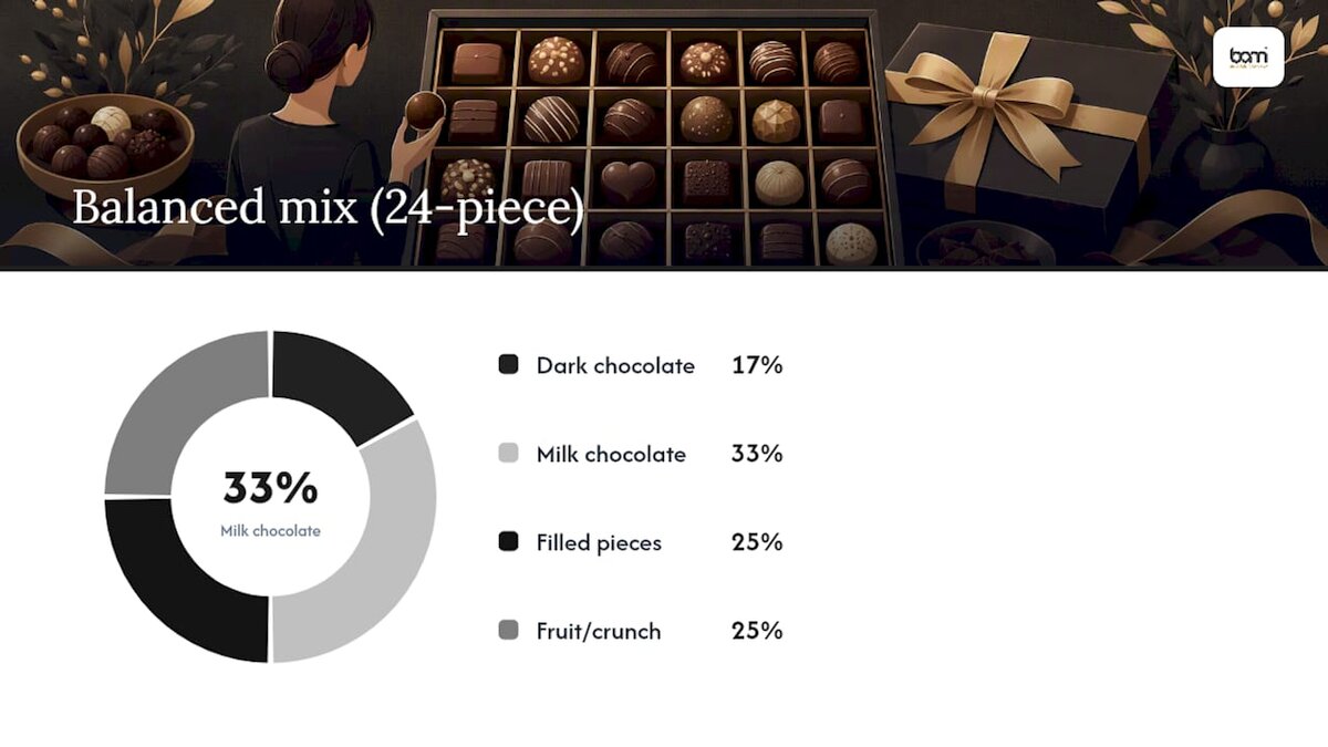 Esquema de los componentes de la mezcla de chocolate