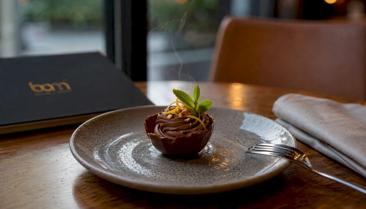 Primer plano de un postre en el que se aprecian su textura y su aroma