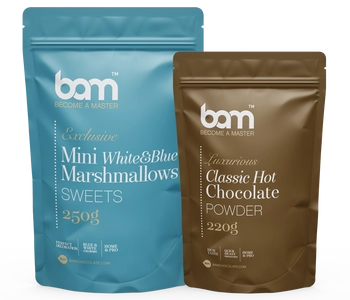 Set de chocolate caliente clásico y malvaviscos azules