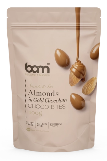 Almendras recubiertas de chocolate dorado, 100 g