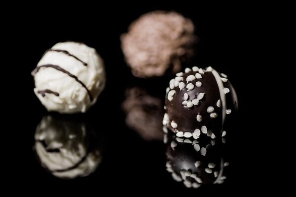 pralinés de chocolate con crema ganache y coñac
