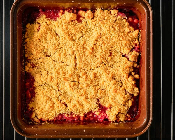 crumble con melocotones