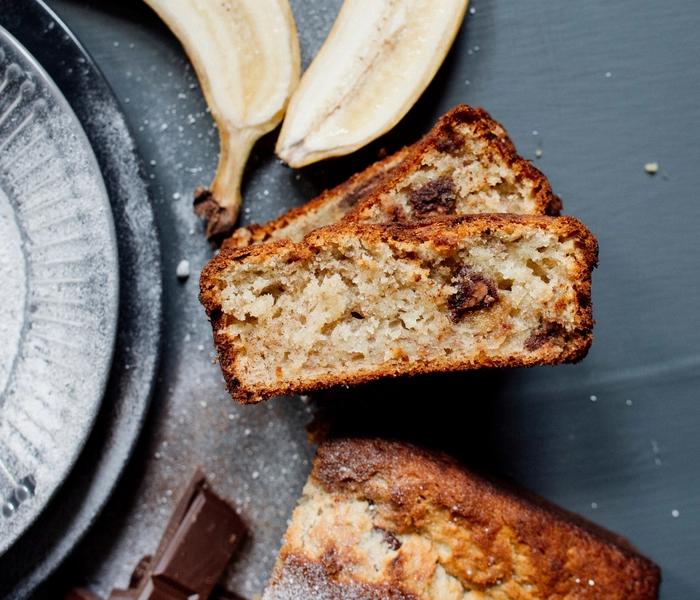fit pan de plátano con avena y plátano