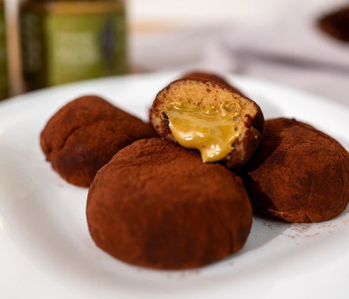 bolas de tiramisú con pistacho para untar