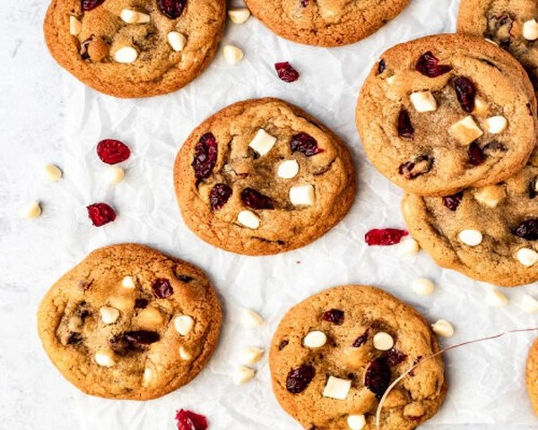 galletas con chocolate blanco y arándanos